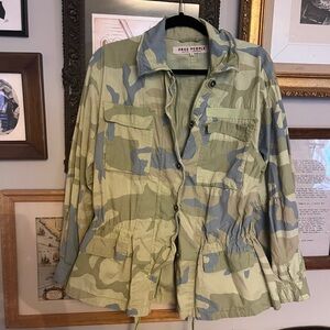 Free People Green and Tan Camouflage Jacket